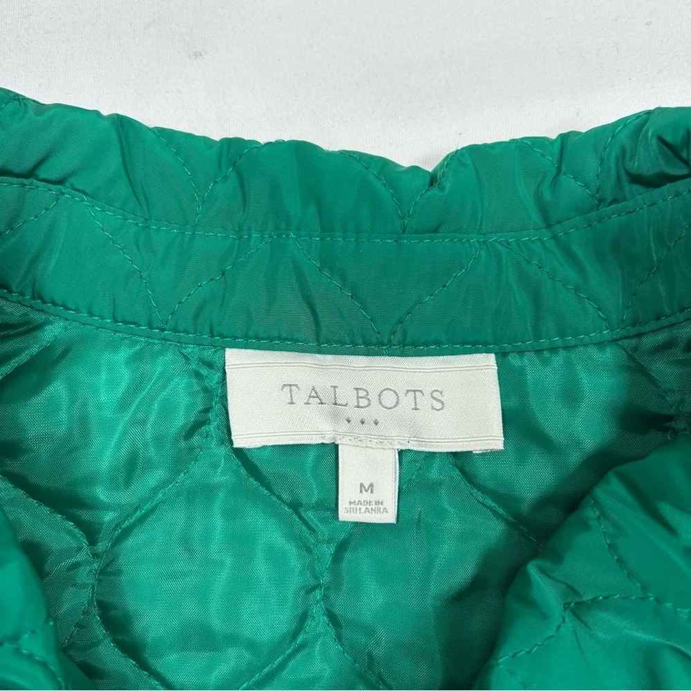 Talbots 2013  Y2K Green Quilted Full Zipper Pockets Classic Vest M‎
